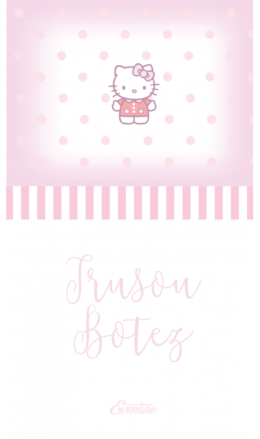 Trusou de botez personalizat brodat cu Hello Kitty pentru fete, Kitty Sugar  8
